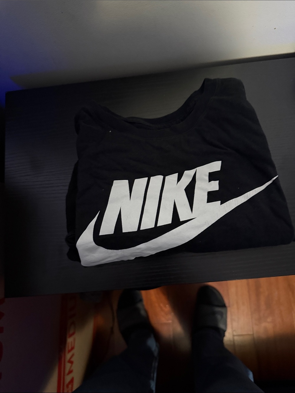 Nike Black Tee with White Logo and Swoosh